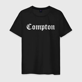 Мужская футболка хлопок с принтом COMPTON в Рязани, 100% хлопок | прямой крой, круглый вырез горловины, длина до линии бедер, слегка спущенное плечо. | Тематика изображения на принте: compton | dj yella | dr. dre | eazy e | ice cube | mc ren | n.w.a | nwa | straight outta compton | west side | западная сторона | комптон