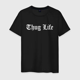 Мужская футболка хлопок с принтом THUG LIFE в Рязани, 100% хлопок | прямой крой, круглый вырез горловины, длина до линии бедер, слегка спущенное плечо. | Тематика изображения на принте: 2pac | thug life | tupac | tupac shakur | жизнь головореза | тупак | тупак шакур