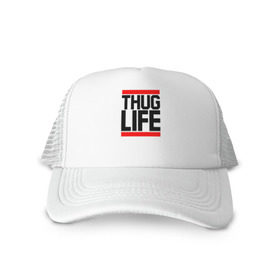 Кепка тракер с сеткой с принтом THUG LIFE в Рязани, трикотажное полотно; задняя часть — сетка | длинный козырек, универсальный размер, пластиковая застежка | 2pac | thug life | tupac | tupac shakur | жизнь головореза | тупак | тупак шакур