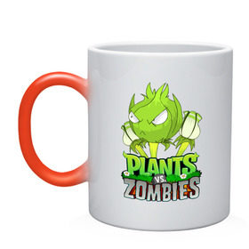 Кружка хамелеон с принтом Plants vs. Zombies в Рязани, керамика | меняет цвет при нагревании, емкость 330 мл | battle | game | plants vs zombies | plants vs zombies battle for neighborville | zombie | битва | битва за нейборвиль | зомби | игра | линии | надпись | растения | растения против зомби