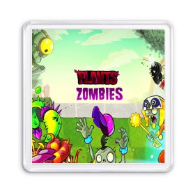 Магнит 55*55 с принтом PLANTS VS ZOMBIES в Рязани, Пластик | Размер: 65*65 мм; Размер печати: 55*55 мм | garden warfare | pl | plants | plants vs. zombies | plants vs. zombies: garden warfare | popcap | zombies | кактус | картошка | подсолнух | растения против зомби | сад