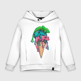 Детское худи Oversize хлопок с принтом IceCream в Рязани, френч-терри — 70% хлопок, 30% полиэстер. Мягкий теплый начес внутри —100% хлопок | боковые карманы, эластичные манжеты и нижняя кромка, капюшон на магнитной кнопке | cold | frog | frogs | horn | ice cream | summer | toad | winter | жаба | жабы | зима | картинка | картинки | лето | лягушка | лягушки | мороженное | мороженое | рожок | холодно