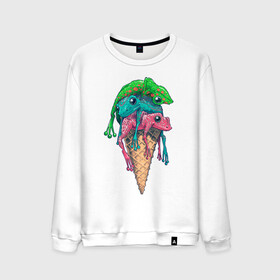 Мужской свитшот хлопок с принтом IceCream в Рязани, 100% хлопок |  | cold | frog | frogs | horn | ice cream | summer | toad | winter | жаба | жабы | зима | картинка | картинки | лето | лягушка | лягушки | мороженное | мороженое | рожок | холодно