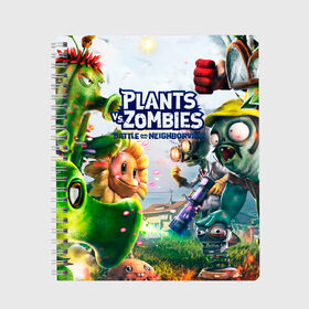 Тетрадь с принтом Plants vs Zombies в Рязани, 100% бумага | 48 листов, плотность листов — 60 г/м2, плотность картонной обложки — 250 г/м2. Листы скреплены сбоку удобной пружинной спиралью. Уголки страниц и обложки скругленные. Цвет линий — светло-серый
 | Тематика изображения на принте: plants vs zombies | pvz | зомби | игра | растения | растения против зомби