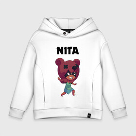 Детское худи Oversize хлопок с принтом BRAWL STARS NITA в Рязани, френч-терри — 70% хлопок, 30% полиэстер. Мягкий теплый начес внутри —100% хлопок | боковые карманы, эластичные манжеты и нижняя кромка, капюшон на магнитной кнопке | 8 bit | 8 бит. | 8bit | 8бит | android | brawl stars | colt | crow | games | leon | penny | poco | shelly | spike | брав | бравл старс | звезды | игры | мобильные игры | нита | старс