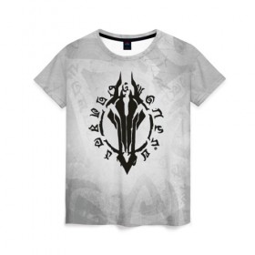 Женская футболка 3D с принтом Darksiders в Рязани, 100% полиэфир ( синтетическое хлопкоподобное полотно) | прямой крой, круглый вырез горловины, длина до линии бедер | ад | ангелы | апокалипсис | демоны | дьяволы | знаки | лого | логотип | орда | раздор