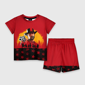 Детский костюм с шортами 3D с принтом Red Dead Redemption 2 в Рязани,  |  | dead | rdr | rdr2 | red | redemption | артур | банда | бандиты | вестерн | дикий запад | ковбои | морган | сша
