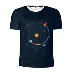 Мужская футболка 3D спортивная с принтом Земля - Марс в Рязани, 100% полиэстер с улучшенными характеристиками | приталенный силуэт, круглая горловина, широкие плечи, сужается к линии бедра | 2022 | cat | elon | galaxy | mars | moon | musk | nasa | space | spacex | tesla | вселенная | галактика | звезды | илон | космонавт | космос | луна | марс | маск | наса | скафандр | тесла