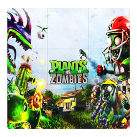 Магнитный плакат 3Х3 с принтом PLANTS VS. ZOMBIES в Рязани, Полимерный материал с магнитным слоем | 9 деталей размером 9*9 см | garden warfare | plants | plants vs. zombies | plants vs. zombies: garden warfare | popcap | zombies | кактус | картошка | подсолнух | растения против зомби | сад