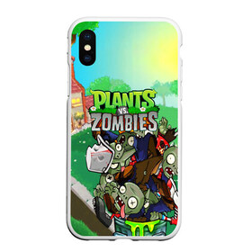 Чехол для iPhone XS Max матовый с принтом PLANTS VS ZOMBIES в Рязани, Силикон | Область печати: задняя сторона чехла, без боковых панелей | garden warfare | plants | plants vs. zombies | plants vs. zombies: garden warfare | popcap | zombies | кактус | картошка | подсолнух | растения против зомби | сад