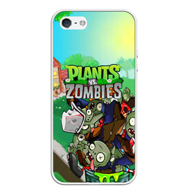 Чехол для iPhone 5/5S матовый с принтом PLANTS VS ZOMBIES в Рязани, Силикон | Область печати: задняя сторона чехла, без боковых панелей | garden warfare | plants | plants vs. zombies | plants vs. zombies: garden warfare | popcap | zombies | кактус | картошка | подсолнух | растения против зомби | сад