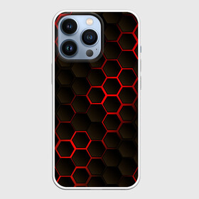 Чехол для iPhone 13 Pro с принтом 3D СОТЫ в Рязани,  |  | 3d | 3д | black | metal | red | texture | абстракция | камень | лава | метал | соты | текстура | черная