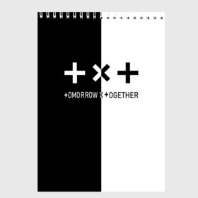 Скетчбук с принтом TOMORROW X TOGETHER в Рязани, 100% бумага
 | 48 листов, плотность листов — 100 г/м2, плотность картонной обложки — 250 г/м2. Листы скреплены сверху удобной пружинной спиралью | k pop | kpop | together | tomorrow | tomorrow x together | txt | к поп | кей | кейпоп | кпоп | поп