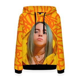 Женская толстовка 3D с принтом BILLIE EILISH в Рязани, 100% полиэстер  | двухслойный капюшон со шнурком для регулировки, мягкие манжеты на рукавах и по низу толстовки, спереди карман-кенгуру с мягким внутренним слоем. | bad guy | billie | eilish | ocean eyes | айлиш | билли | девушка | певица | эйлиш