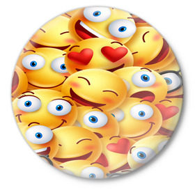 Значок с принтом emoji в Рязани,  металл | круглая форма, металлическая застежка в виде булавки | Тематика изображения на принте: emoji | настроение | позитив | смайлики | смайлы | стикеры | текстура смайл | улыбки | фон смайл | эмодзи