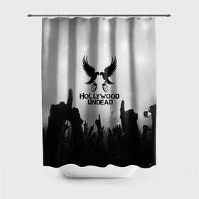 Штора 3D для ванной с принтом HOLLYWOOD UNDEAD в Рязани, 100% полиэстер | плотность материала — 100 г/м2. Стандартный размер — 146 см х 180 см. По верхнему краю — пластиковые люверсы для креплений. В комплекте 10 пластиковых колец | charlie scene | danny | funny man | hollywood undead | j dog | johnny 3 tears | logo | music | rock | альтернатива | металл | музыка | музыкальный | рок