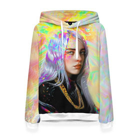 Женская толстовка 3D с принтом BILLIE EILISH в Рязани, 100% полиэстер  | двухслойный капюшон со шнурком для регулировки, мягкие манжеты на рукавах и по низу толстовки, спереди карман-кенгуру с мягким внутренним слоем. | bad guy | billie | eilish | ocean eyes | айлиш | билли | девушка | певица | эйлиш