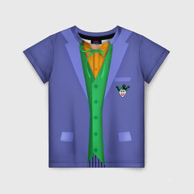 Детская футболка 3D с принтом Joker в Рязани, 100% гипоаллергенный полиэфир | прямой крой, круглый вырез горловины, длина до линии бедер, чуть спущенное плечо, ткань немного тянется | batman | costume | harley | harley quinn | joker | quinn | бетмен | джокер | квинн | костюм джокера | костюм харли | харли | харли квинн