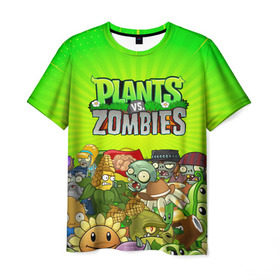 Мужская футболка 3D с принтом PLANTS VS ZOMBIES в Рязани, 100% полиэфир | прямой крой, круглый вырез горловины, длина до линии бедер | plants and zombies | plants vs zombies | зомби | игры | растения | растения против зомби