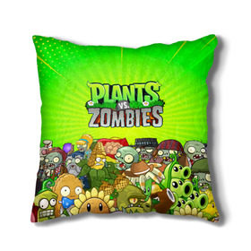 Подушка 3D с принтом PLANTS VS ZOMBIES в Рязани, наволочка – 100% полиэстер, наполнитель – холлофайбер (легкий наполнитель, не вызывает аллергию). | состоит из подушки и наволочки. Наволочка на молнии, легко снимается для стирки | plants and zombies | plants vs zombies | зомби | игры | растения | растения против зомби