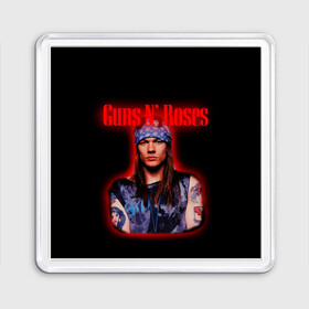 Магнит 55*55 с принтом Guns n roses + Спина  в Рязани, Пластик | Размер: 65*65 мм; Размер печати: 55*55 мм | axl rose | geffen records | gnr | guns | rock | roses | slash | гансы | пистолеты | розы | рок | слеш | эксл роуз