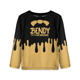 Детский лонгслив 3D с принтом Bendy And The Ink Machine в Рязани, 100% полиэстер | длинные рукава, круглый вырез горловины, полуприлегающий силуэт
 | bendy | bendy and the ink machine | бенди | бени | бенни | детская | детям | игра | капли | компьютерная игра | краска | машина | подтеки | розовая | ужастик