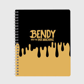 Тетрадь с принтом Bendy And The Ink Machine в Рязани, 100% бумага | 48 листов, плотность листов — 60 г/м2, плотность картонной обложки — 250 г/м2. Листы скреплены сбоку удобной пружинной спиралью. Уголки страниц и обложки скругленные. Цвет линий — светло-серый
 | bendy | bendy and the ink machine | бенди | бени | бенни | детская | детям | игра | капли | компьютерная игра | краска | машина | подтеки | розовая | ужастик