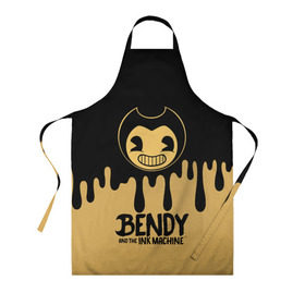 Фартук 3D с принтом Bendy And The Ink Machine в Рязани, 100% полиэстер | общий размер — 65 х 85 см, ширина нагрудника — 26 см, горловина — 53 см, длина завязок — 54 см, общий обхват в поясе — 173 см. Принт на завязках и на горловине наносится с двух сторон, на основной части фартука — только с внешней стороны | bendy | bendy and the ink machine | бенди | бени | бенни | детская | детям | игра | капли | компьютерная игра | краска | машина | подтеки | розовая | ужастик