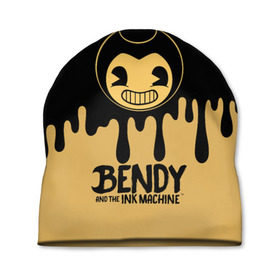 Шапка 3D с принтом Bendy And The Ink Machine в Рязани, 100% полиэстер | универсальный размер, печать по всей поверхности изделия | Тематика изображения на принте: bendy | bendy and the ink machine | бенди | бени | бенни | детская | детям | игра | капли | компьютерная игра | краска | машина | подтеки | розовая | ужастик