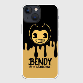 Чехол для iPhone 13 mini с принтом Bendy And The Ink Machine в Рязани,  |  | bendy | bendy and the ink machine | бенди | бени | бенни | детская | детям | игра | капли | компьютерная игра | краска | машина | подтеки | розовая | ужастик