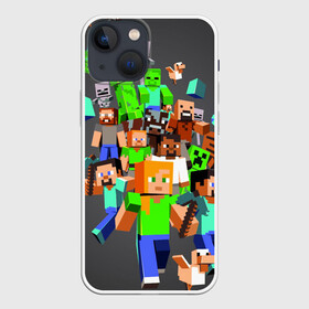 Чехол для iPhone 13 mini с принтом MINECRAFT ONLINE в Рязани,  |  | craft | creeper | dungeon | dungeons | earth | game | logo | mine | minecraft | mobile | online | дунгеонс | земля | зомби | игра | крипер | лого | майкрафт | майнкрафт | мобайл | онлайн | подземелье | подземелья