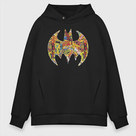 Мужское худи Oversize хлопок с принтом BAT logo в Рязани, френч-терри — 70% хлопок, 30% полиэстер. Мягкий теплый начес внутри —100% хлопок | боковые карманы, эластичные манжеты и нижняя кромка, капюшон на магнитной кнопке | Тематика изображения на принте: bat man | batman | batman comics | caped crusader | comics | dark knight | shtatbat | бетмен | брюс уэйн | бэт мен | бэтмен | тёмный рыцарь