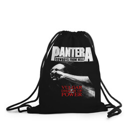 Рюкзак-мешок 3D с принтом Pantera в Рязани, 100% полиэстер | плотность ткани — 200 г/м2, размер — 35 х 45 см; лямки — толстые шнурки, застежка на шнуровке, без карманов и подкладки | american | anselmo | havy metal | pantera | philip anselmo | trash metal | ансельмо | пантера | фил ансельмо