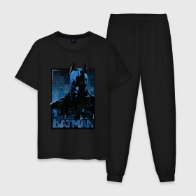 Мужская пижама хлопок с принтом Batman в Рязани, 100% хлопок | брюки и футболка прямого кроя, без карманов, на брюках мягкая резинка на поясе и по низу штанин
 | bat man | batman | batman comics | caped crusader | comics | dark knight | бетмен | брюс уэйн | бэт мен | бэтмен | тёмный рыцарь