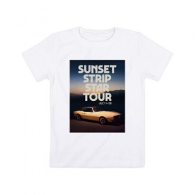 Детская футболка хлопок с принтом Sunset strip star tour в Рязани, 100% хлопок | круглый вырез горловины, полуприлегающий силуэт, длина до линии бедер | Тематика изображения на принте: cliff booth | once upon a time in hollywood | rick dulton | sunset strip star tour | клифф бут | однажды в голливуде | рик далтон