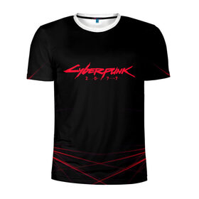 Мужская футболка 3D спортивная с принтом Cyberpunk 2077 | Samurai. в Рязани, 100% полиэстер с улучшенными характеристиками | приталенный силуэт, круглая горловина, широкие плечи, сужается к линии бедра | 