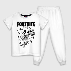 Детская пижама хлопок с принтом FORTNITE MARSHMELLO в Рязани, 100% хлопок |  брюки и футболка прямого кроя, без карманов, на брюках мягкая резинка на поясе и по низу штанин
 | chapter 2 | fortnite | marshmello | диджей | игры | маршмэллоу | молоток | фортнайт