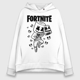 Женское худи Oversize хлопок с принтом FORTNITE MARSHMELLO в Рязани, френч-терри — 70% хлопок, 30% полиэстер. Мягкий теплый начес внутри —100% хлопок | боковые карманы, эластичные манжеты и нижняя кромка, капюшон на магнитной кнопке | chapter 2 | fortnite | marshmello | диджей | игры | маршмэллоу | молоток | фортнайт