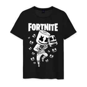 Мужская футболка хлопок с принтом FORTNITE MARSHMELLO в Рязани, 100% хлопок | прямой крой, круглый вырез горловины, длина до линии бедер, слегка спущенное плечо. | chapter 2 | fortnite | marshmello | диджей | игры | маршмэллоу | молоток | фортнайт