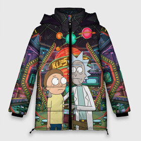 Женская зимняя куртка 3D с принтом Rick and Morty in Blips в Рязани, верх — 100% полиэстер; подкладка — 100% полиэстер; утеплитель — 100% полиэстер | длина ниже бедра, силуэт Оверсайз. Есть воротник-стойка, отстегивающийся капюшон и ветрозащитная планка. 

Боковые карманы с листочкой на кнопках и внутренний карман на молнии | Тематика изображения на принте: blips | dsgngerzen | vdgerir | рик и морти | рик санчес