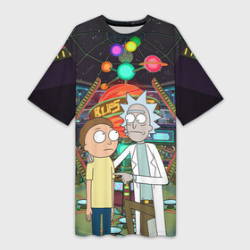 Платье-футболка 3D с принтом Rick and Morty in Blips в Рязани,  |  | blips | dsgngerzen | vdgerir | рик и морти | рик санчес