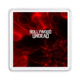 Магнит 55*55 с принтом HOLLYWOOD UNDEAD в Рязани, Пластик | Размер: 65*65 мм; Размер печати: 55*55 мм | charlie scene | danny | funny man | hollywood undead | j dog | johnny 3 tears | logo | music | rock | альтернатива | металл | музыка | музыкальный | рок