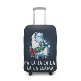 Чехол для чемодана 3D с принтом Fa-la-lama в Рязани, 86% полиэфир, 14% спандекс | двустороннее нанесение принта, прорези для ручек и колес | alpaca | lama | new year | sweater | ugly | альпака | лама | новый год | рождество | свитер