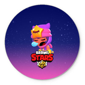 Коврик для мышки круглый с принтом BRAWL STARS - SANDY в Рязани, резина и полиэстер | круглая форма, изображение наносится на всю лицевую часть | Тематика изображения на принте: brawl | bull | colt | crow | game | games | leon | online | penny | poco | sandy | shelly | spike | star | stars | wanted | брав | бравл | браво | звезда | звезды | игра | игры | лого | онлайн | сенди | старс | сэнди