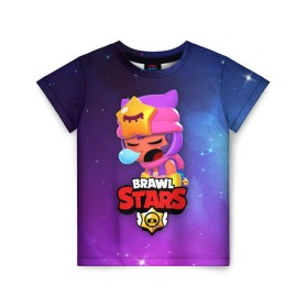 Детская футболка 3D с принтом SANDY SPACE (Brawl Stars) в Рязани, 100% гипоаллергенный полиэфир | прямой крой, круглый вырез горловины, длина до линии бедер, чуть спущенное плечо, ткань немного тянется | Тематика изображения на принте: brawl | bull | colt | crow | game | games | leon | online | penny | poco | sandy | shelly | spike | star | stars | wanted | брав | бравл | браво | звезда | звезды | игра | игры | лого | онлайн | сенди | старс | сэнди