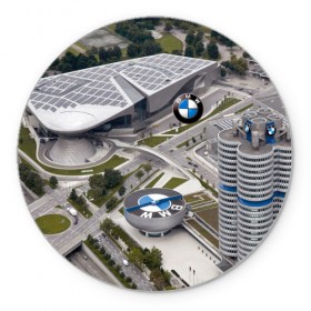 Коврик для мышки круглый с принтом BMW city в Рязани, резина и полиэстер | круглая форма, изображение наносится на всю лицевую часть | Тематика изображения на принте: bmw | buildings | city | germany | munich | prestige | бмв | германия | город | здания | мюнхен | престиж