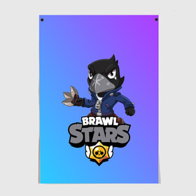 Постер с принтом Crow (Brawl Stars) в Рязани, 100% бумага
 | бумага, плотность 150 мг. Матовая, но за счет высокого коэффициента гладкости имеет небольшой блеск и дает на свету блики, но в отличии от глянцевой бумаги не покрыта лаком | brawl stars | crow | game | leon | бравл | бравл стар | бравл старс | ворон | ворона | детская | детям | игра | компьютерная игра | кров | леон | персонаж | развлечение