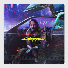 Магнитный плакат 3Х3 с принтом CYBERPUNK 2077 - КИАНУ в Рязани, Полимерный материал с магнитным слоем | 9 деталей размером 9*9 см | Тематика изображения на принте: 2077 | cyber | cyberpunk | demon | glitch | keanu | logo | punk | reeves | samurai | symbol | team | trauma | глитч | демон | киану | кибер | киберпанк | клан | лого | логотип | огонь | панк | ривз | самурай | символ