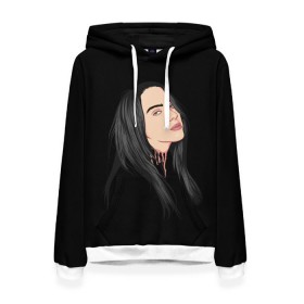 Женская толстовка 3D с принтом Billie Eilish в Рязани, 100% полиэстер  | двухслойный капюшон со шнурком для регулировки, мягкие манжеты на рукавах и по низу толстовки, спереди карман-кенгуру с мягким внутренним слоем. | bad | billie | boy | boys | eilish | girl | girls | music | pop | rap | sad | trend | билли | грустно | девочка | девочки | девушка | мальчик | музыка | поп | рэп | тренд | эйлиш