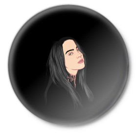 Значок с принтом Billie Eilish в Рязани,  металл | круглая форма, металлическая застежка в виде булавки | Тематика изображения на принте: bad | billie | boy | boys | eilish | girl | girls | music | pop | rap | sad | trend | билли | грустно | девочка | девочки | девушка | мальчик | музыка | поп | рэп | тренд | эйлиш